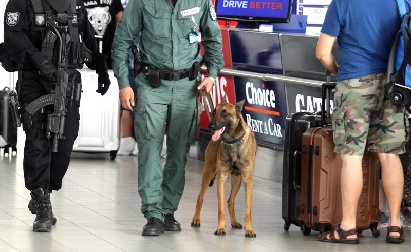 Divieto di viaggio — controllo doganale con cane da rilevamento